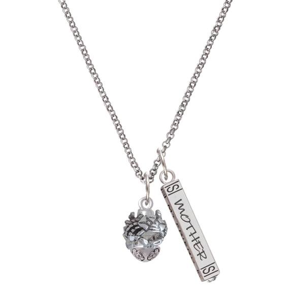 Delight Jewelry Silvertone Crabs Spinner Silvertone Mother Daughter Bar Charm Necklace, 23"