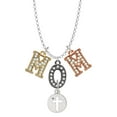 thumbnail image 1 of Delight Jewelry Silvertone Cross Silhouette Multi-Colored Crystal Mom Charm Necklace, 1 of 5
