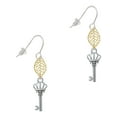 thumbnail image 1 of Delight Jewelry Silvertone Crown Key Goldtone Leaf French Earrings, 1 of 4