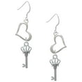 thumbnail image 1 of Delight Jewelry Silvertone Crown Key Open Heart French Earrings, 1 of 4