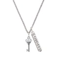 thumbnail image 1 of Delight Jewelry Silvertone Crown Key Silvertone Forever Bar Charm Necklace, 23", 1 of 4