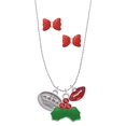 thumbnail image 1 of Delight Jewelry Silvertone Crown - Oval Seal Christmas Kiss Charm Necklace and Stud Earrings, 1 of 4