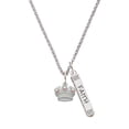 thumbnail image 1 of Delight Jewelry Silvertone Crown with 3 Clear AB Crystals Silvertone Believe Faith Prayer Hope Bar Charm Necklace, 23", 1 of 4