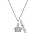 thumbnail image 1 of Delight Jewelry Silvertone Crown with AB Crystal Silvertone Forever Bar Charm Necklace, 23", 1 of 4