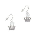 thumbnail image 1 of Delight Jewelry Silvertone Crown with Crystals and Textured Bottom Silvertone Leaf French Earrings, 1 of 5