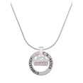 thumbnail image 1 of Delight Jewelry Silvertone Crown with Light Pink Crystals Gymnastics Ring Charm Necklace, 18", 1 of 4