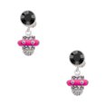 thumbnail image 1 of Delight Jewelry Silvertone Crystal Hot Pink Spinner Black Crystal Clip on Earrings, 1 of 5