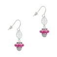 thumbnail image 1 of Delight Jewelry Silvertone Crystal Hot Pink Spinner Silvertone Leaf French Earrings, 1 of 5
