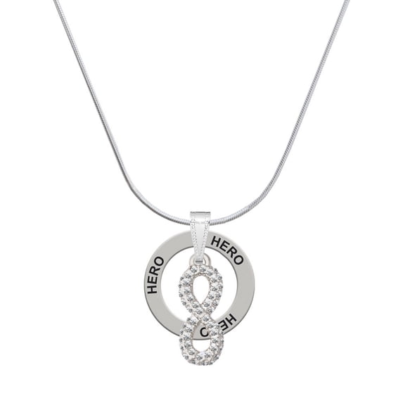 Delight Jewelry Silvertone Crystal Infinity Sign Hero Ring Charm Necklace, 18"