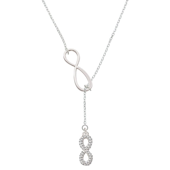 Delight Jewelry Silvertone Crystal Infinity Sign Silver tone Elegant Infinity Lariat Necklace