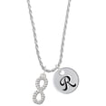 thumbnail image 1 of Delight Jewelry Silvertone Crystal Infinity Sign Silvertone Script Initial Disc - R - Charm Necklace, 20"+3", 1 of 4