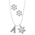 thumbnail image 1 of Delight Jewelry Silvertone Crystal Initial - A - Silver tone Snowflake Charm Necklace and Stud Earrings, 1 of 4