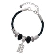 thumbnail image 1 of Delight Jewelry Silvertone Crystal Initial - B - Best Friend Celtic Knot Leather Bead Bracelet, 7"+2" Extender, 1 of 4