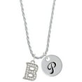 thumbnail image 1 of Delight Jewelry Silvertone Crystal Initial - B - Silvertone Script Initial Disc - P - Charm Necklace, 20"+3", 1 of 4