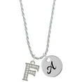 thumbnail image 1 of Delight Jewelry Silvertone Crystal Initial - F - Silvertone Script Initial Disc - A - Charm Necklace, 20"+3", 1 of 4