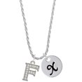 thumbnail image 1 of Delight Jewelry Silvertone Crystal Initial - F - Silvertone Script Initial Disc - X - Charm Necklace, 20"+3", 1 of 1