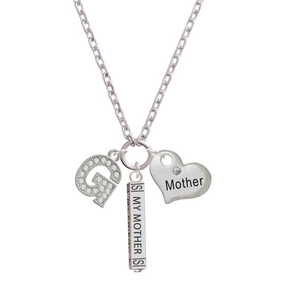 Delight Jewelry Silvertone Crystal Initial - G - Always My Mother Bar Zoe Necklace