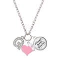 thumbnail image 1 of Delight Jewelry Silvertone Crystal Initial - G - Light Pink Heart Nurse Strong Zoe Necklace, 1 of 4