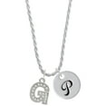 thumbnail image 1 of Delight Jewelry Silvertone Crystal Initial - G - Silvertone Script Initial Disc - P - Charm Necklace, 20"+3", 1 of 4