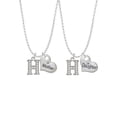 thumbnail image 1 of Delight Jewelry Silvertone Crystal Initial - H - Mother & Daughter Heart Necklaces (Set of 2), 19"+2", 1 of 4