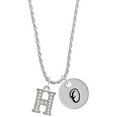 thumbnail image 1 of Delight Jewelry Silvertone Crystal Initial - H - Silvertone Script Initial Disc - O - Charm Necklace, 20"+3", 1 of 4