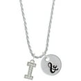 thumbnail image 1 of Delight Jewelry Silvertone Crystal Initial - I - Silvertone Script Initial Disc - & - Charm Necklace, 20"+3", 1 of 4