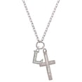 thumbnail image 1 of Delight Jewelry Silvertone Crystal Initial - L - Be Strong and Courageous Engraved Cross Zoey Necklace, 28", 1 of 4
