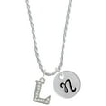 thumbnail image 1 of Delight Jewelry Silvertone Crystal Initial - L - Silvertone Script Initial Disc - N - Charm Necklace, 20"+3", 1 of 4