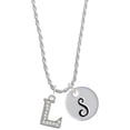 thumbnail image 1 of Delight Jewelry Silvertone Crystal Initial - L - Silvertone Script Initial Disc - S - Charm Necklace, 20"+3", 1 of 4