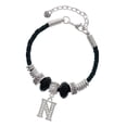thumbnail image 1 of Delight Jewelry Silvertone Crystal Initial - N - Best Friend Celtic Knot Leather Bead Bracelet, 7"+2" Extender, 1 of 4