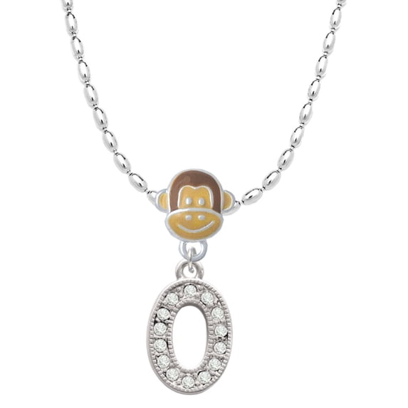 Delight Jewelry Silvertone Crystal Initial - O - Mia Monkey Charm Necklace