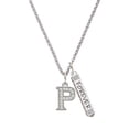 thumbnail image 1 of Delight Jewelry Silvertone Crystal Initial - P - Silvertone Forever Bar Charm Necklace, 23", 1 of 4