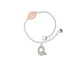 thumbnail image 1 of Delight Jewelry Silvertone Crystal Initial - Q - - Rose Goldtone Leaf Delicate Bracelet, 6.25+1.75", 1 of 4