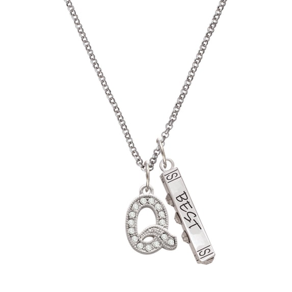 Delight Jewelry Silvertone Crystal Initial - Q - Silvertone Best Friends Forever Bar Charm Necklace, 23"