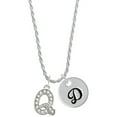 thumbnail image 1 of Delight Jewelry Silvertone Crystal Initial - Q - Silvertone Script Initial Disc - D - Charm Necklace, 20"+3", 1 of 4
