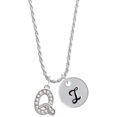 thumbnail image 1 of Delight Jewelry Silvertone Crystal Initial - Q - Silvertone Script Initial Disc - I - Charm Necklace, 20"+3", 1 of 4