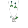 thumbnail image 1 of Delight Jewelry Silvertone Crystal Initial - R - Green Shamrock Necklace and Clover Earrings Jewelry Set, 1 of 4