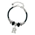 thumbnail image 1 of Delight Jewelry Silvertone Crystal Initial - R - Mother Celtic Knot Leather Bead Bracelet, 7"+2" Extender, 1 of 1