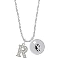 thumbnail image 1 of Delight Jewelry Silvertone Crystal Initial - R - Silvertone Script Initial Disc - O - Charm Necklace, 20"+3", 1 of 4
