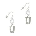 thumbnail image 1 of Delight Jewelry Silvertone Crystal Initial - U - Silvertone Leaf French Earrings, 1 of 5