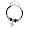 thumbnail image 1 of Delight Jewelry Silvertone Crystal Initial - Y - Mother Celtic Knot Leather Bead Bracelet, 7"+2" Extender, 1 of 1