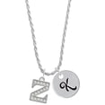 thumbnail image 1 of Delight Jewelry Silvertone Crystal Initial - Z - Silvertone Script Initial Disc - K - Charm Necklace, 20"+3", 1 of 4
