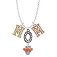 thumbnail image 1 of Delight Jewelry Silvertone Crystal Orange Spinner Multi-Colored Crystal Mom Charm Necklace, 1 of 5
