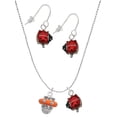 thumbnail image 1 of Delight Jewelry Silvertone Crystal Orange Spinner Red Lucky Ladybug Necklace and Dangle Earrings Set, 1 of 6