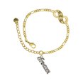 thumbnail image 1 of Delight Jewelry Silvertone Crystal Script ''Dream'' Gold-tone Paw Infinity Link Chain Bracelet, 6"+2" Extender, 1 of 3