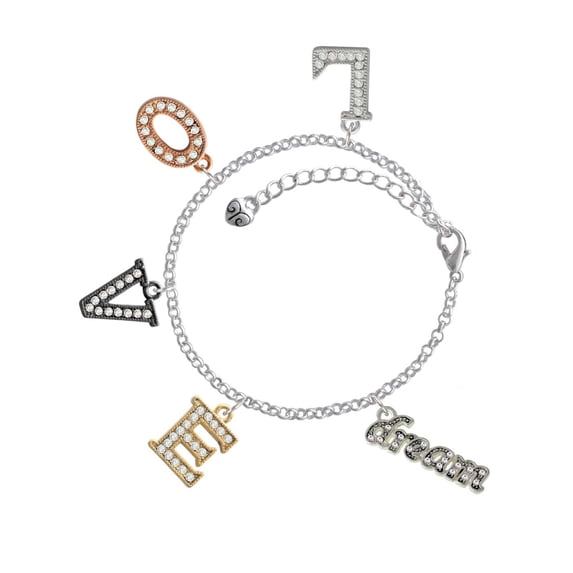 Delight Jewelry Silvertone Crystal Script ''Dream'' Multi-Colored Crystal Love Charm Bracelet