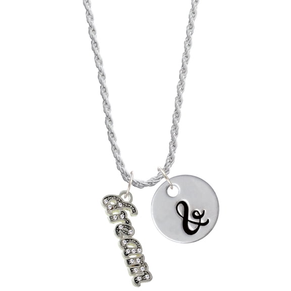 Delight Jewelry Silvertone Crystal Script ''Dream'' Silvertone Script Initial Disc - & - Charm Necklace, 20"+3"