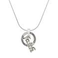 thumbnail image 1 of Delight Jewelry Silvertone Crystal Script ''Faith'' Gymnastics Ring Charm Necklace, 18", 1 of 4