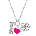 thumbnail image 1 of Delight Jewelry Silvertone Crystal Script ''Faith'' - Hot Pink Heart Nurse Strong Zoe Necklace, 1 of 4
