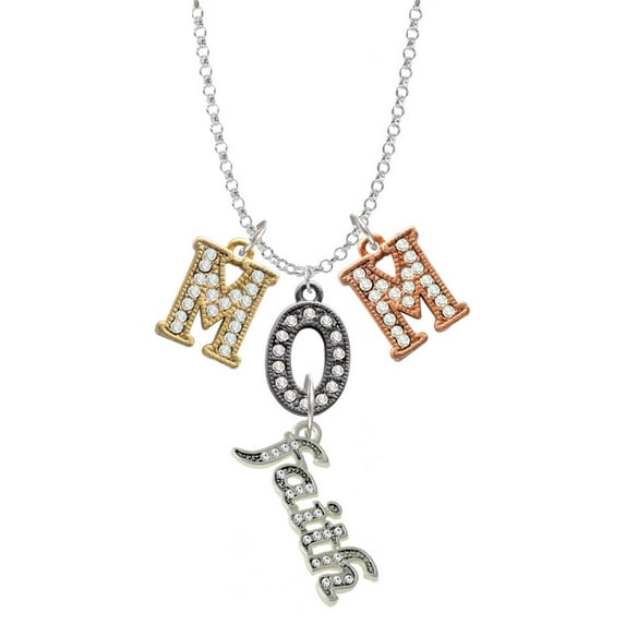 Delight Jewelry Silvertone Crystal Script ''Faith'' Multi-Colored Crystal Mom Charm Necklace